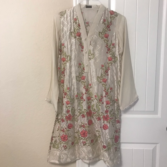 Agha Noor Tops - Pakistani designer kurti w pearl & sequin detail